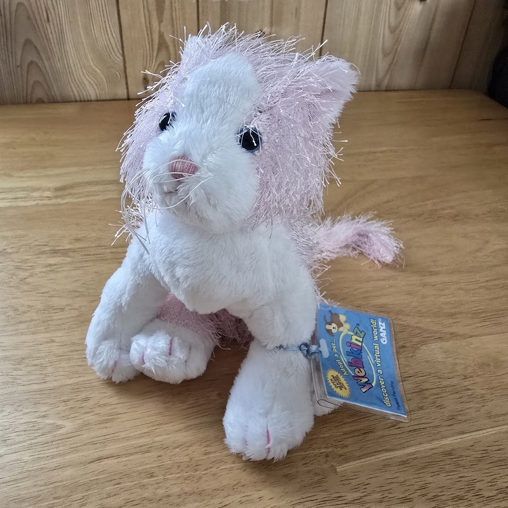 Ganz Webkinz Pink White Cat HM189 Plush NWT Sealed Code Retired 2007